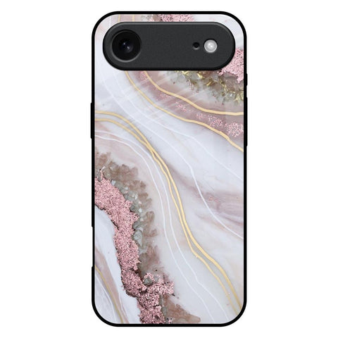 Pink & Gold Gllitter Marble iPhone 17 Air Glass Back Cover Online