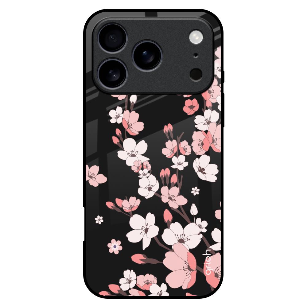Black Cherry Blossom iPhone 17 Pro Max Glass Back Cover Online
