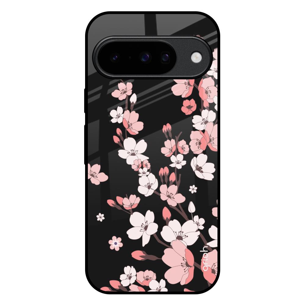 Black Cherry Blossom Google Pixel 10 5G Glass Back Cover Online