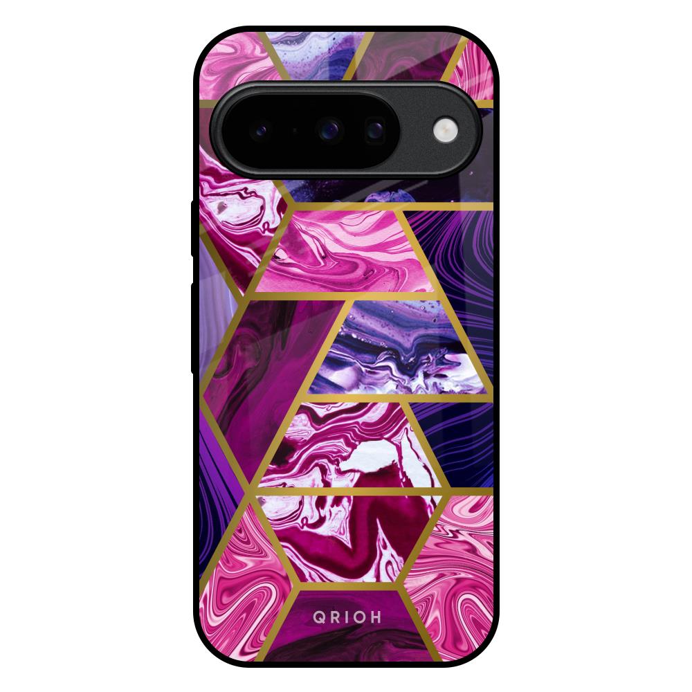 Electroplated Geometric Marble Google Pixel 10 5G Glass Back Cover Online