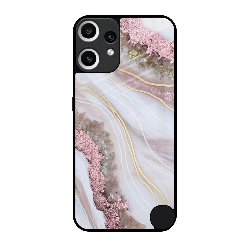 Pink & Gold Gllitter Marble Nothing CMF Phone 2 Pro Glass Back Cover Online