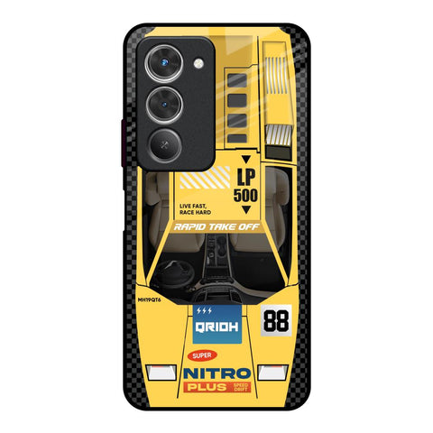 Yellow Racing Car Redmi 15 5G Glass Back Cover Online