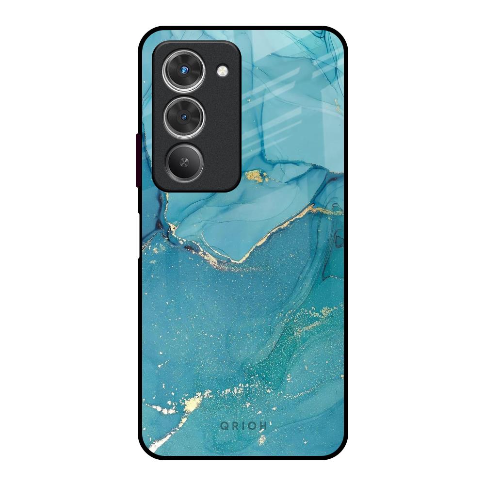 Blue Golden Glitter Redmi 15 5G Glass Back Cover Online
