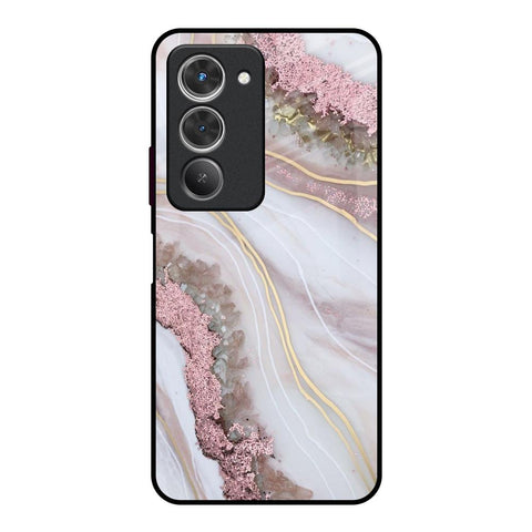 Pink & Gold Gllitter Marble Redmi 15 5G Glass Back Cover Online