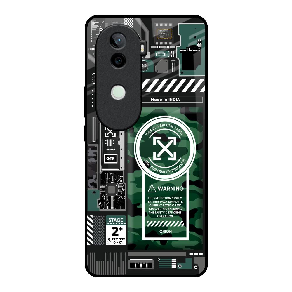 Green Camo Circuit Vivo V40e 5G Glass Back Cover Online