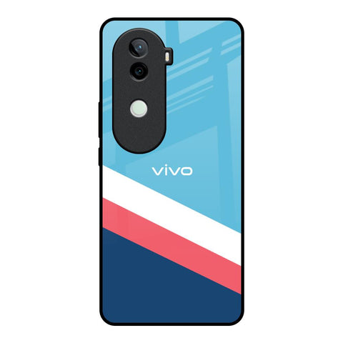 Pink & White Stripes Vivo V40e 5G Glass Back Cover Online