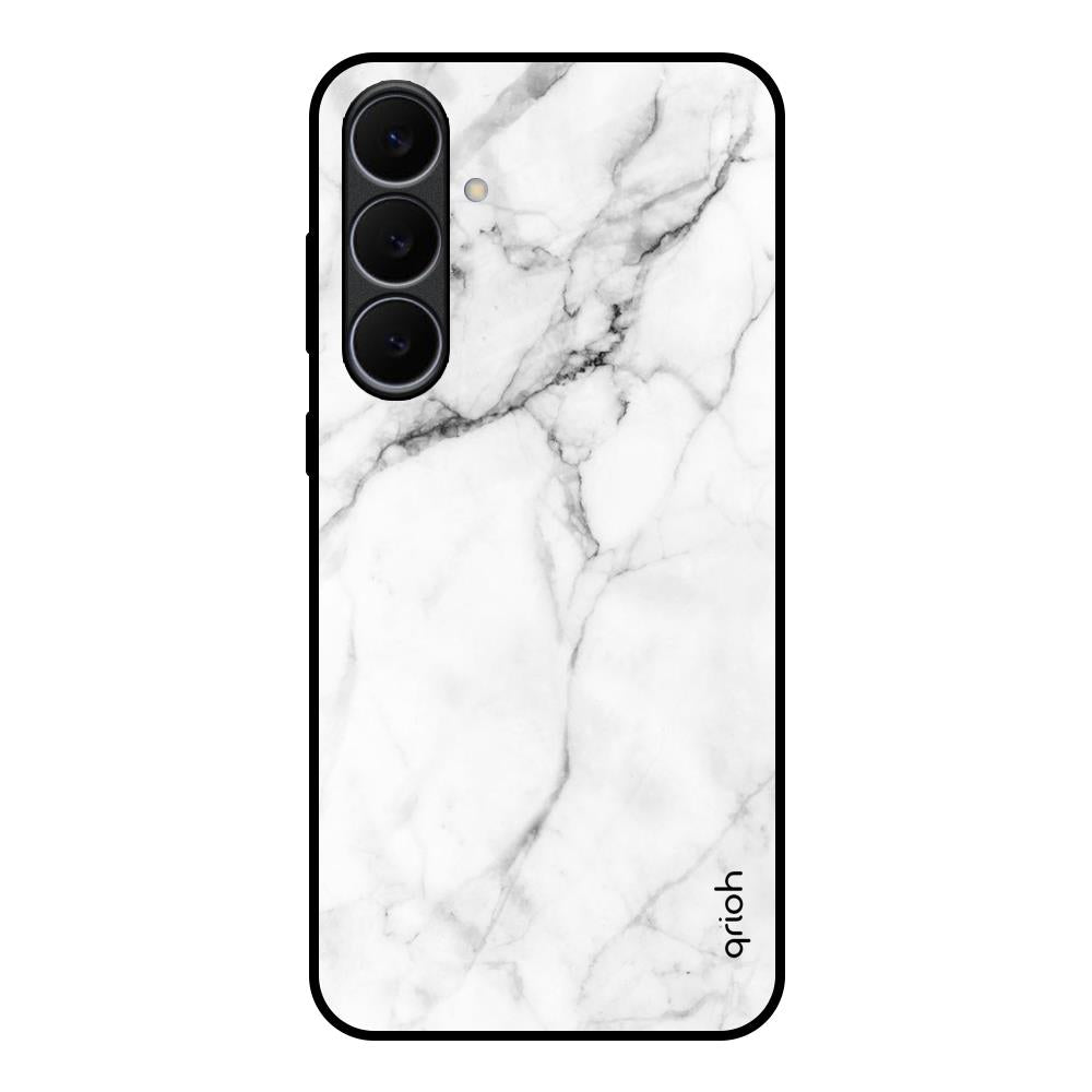 Modern White Marble Samsung Galaxy S25 FE 5G Glass Back Cover Online