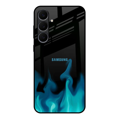 Teal Flames Samsung Galaxy S25 FE 5G Glass Back Cover Online