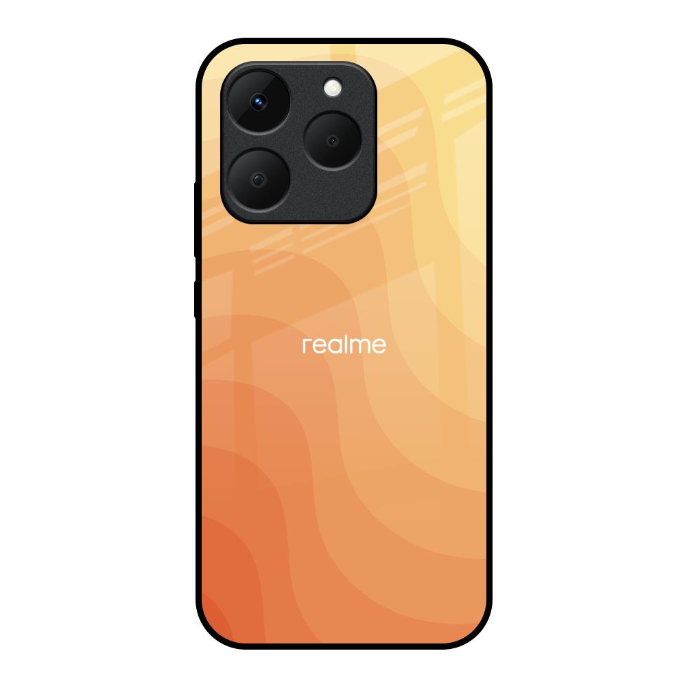 Orange Curve Pattern Realme 15T 5G Glass Back Cover Online