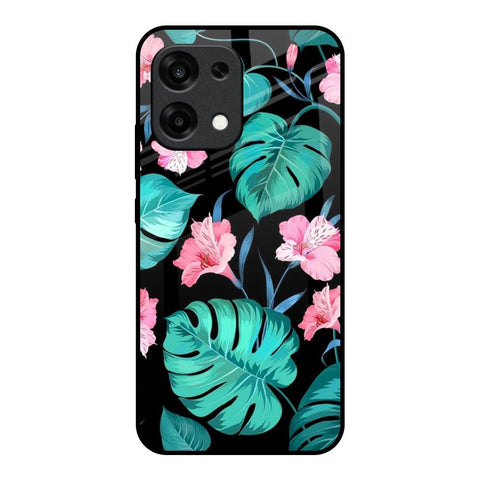 Tropical Leaves & Pink Flowers Oppo F31 5G Glass Back Cover Online