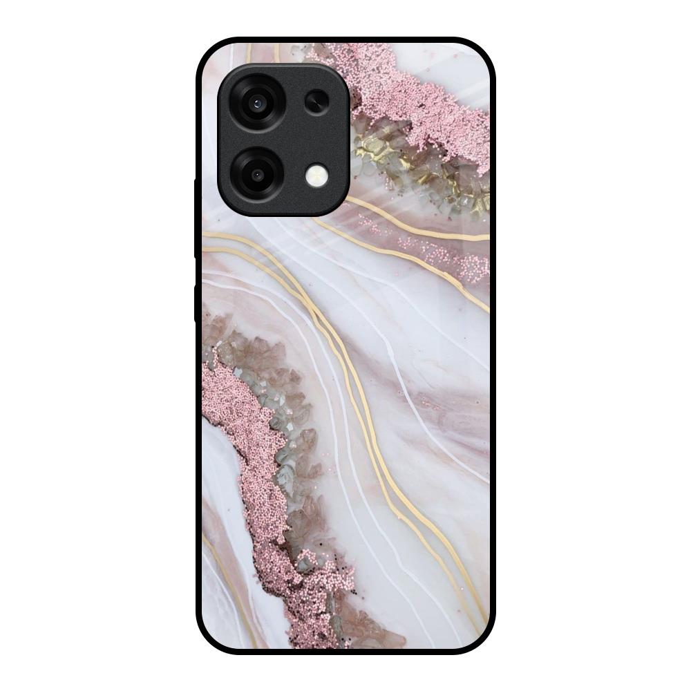Pink & Gold Gllitter Marble Oppo F31 5G Glass Back Cover Online