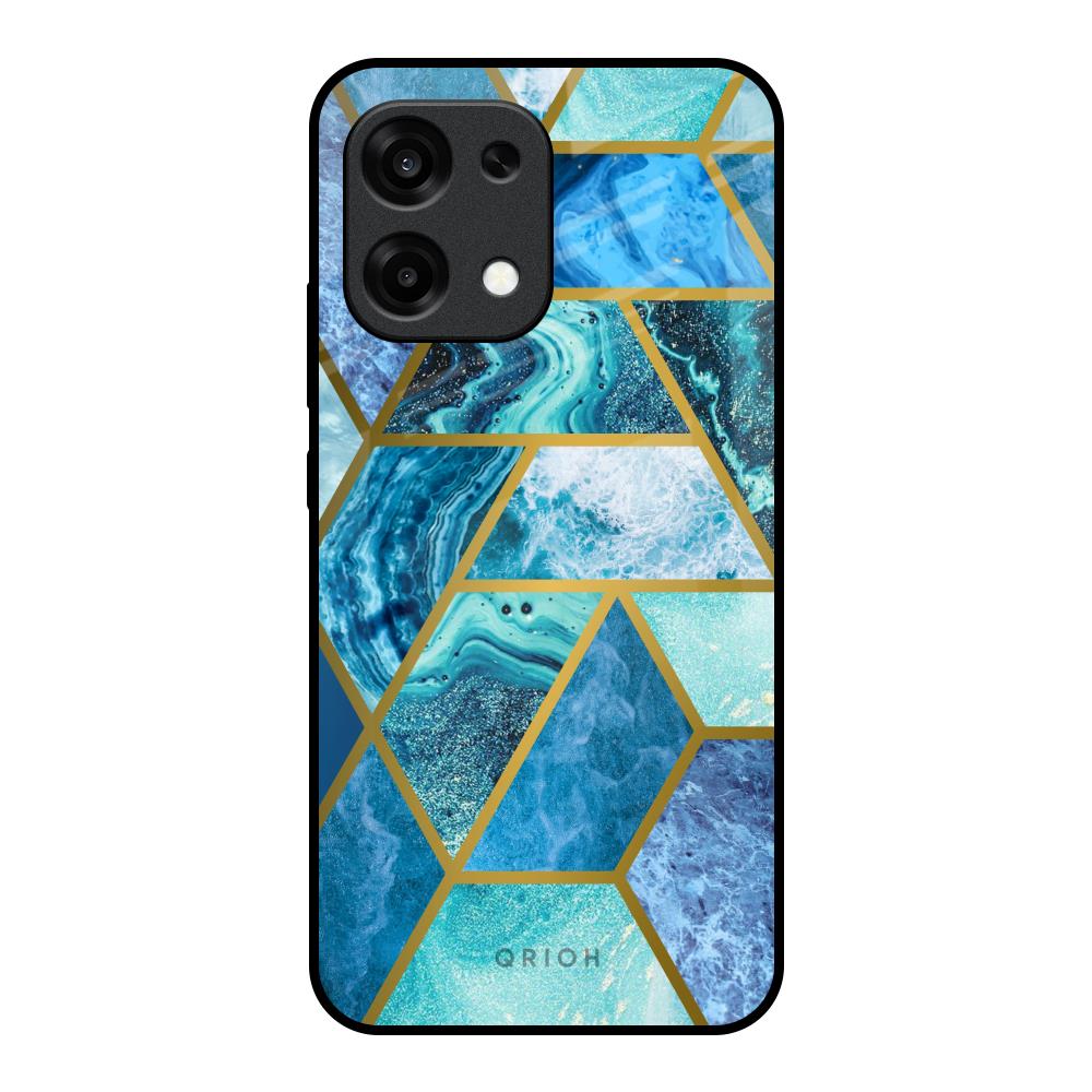 Turquoise Geometrical Marble Oppo F31 5G Glass Back Cover Online