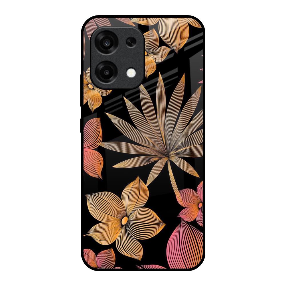 Lines Pattern Flowers Oppo F31 5G Glass Back Cover Online