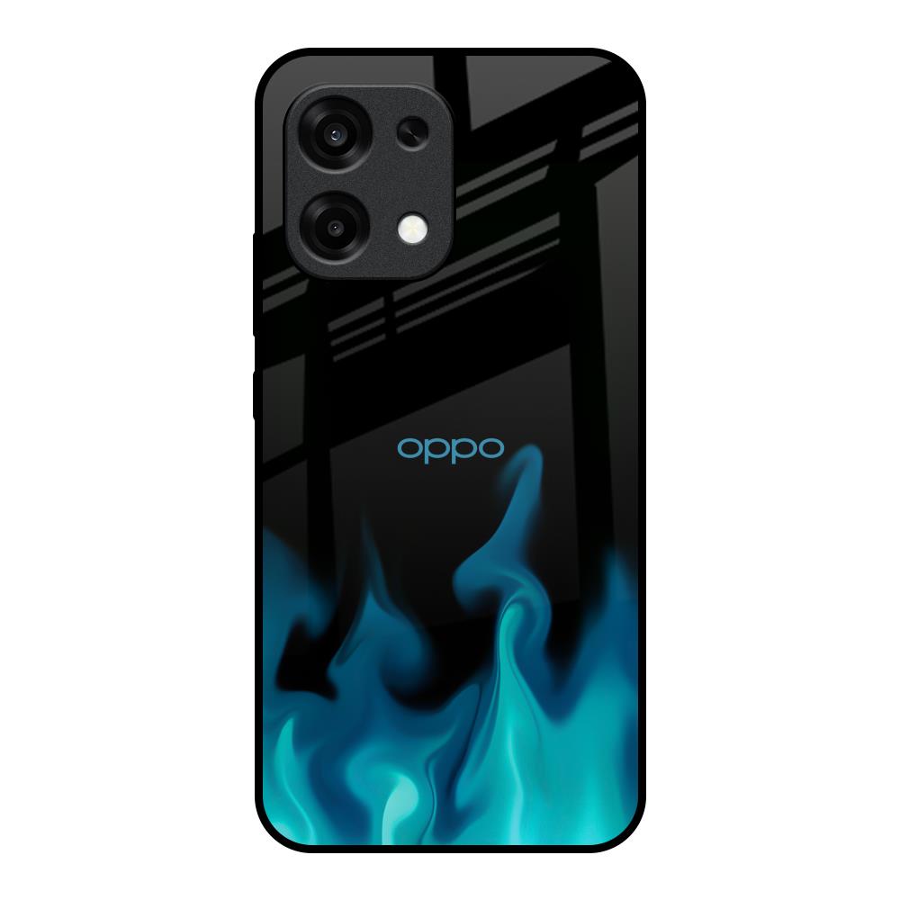 Teal Flames Oppo F31 5G Glass Back Cover Online