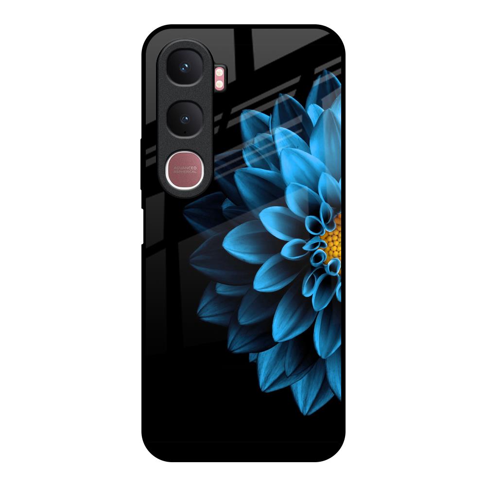 Half Blue Flower Vivo Y31 5G Glass Back Cover Online