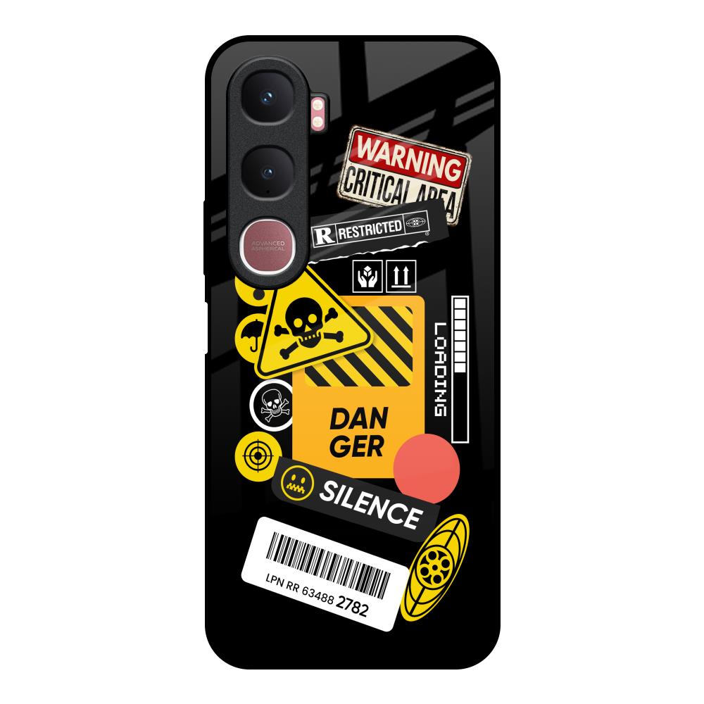 Danger Signs Vivo Y31 5G Glass Back Cover Online