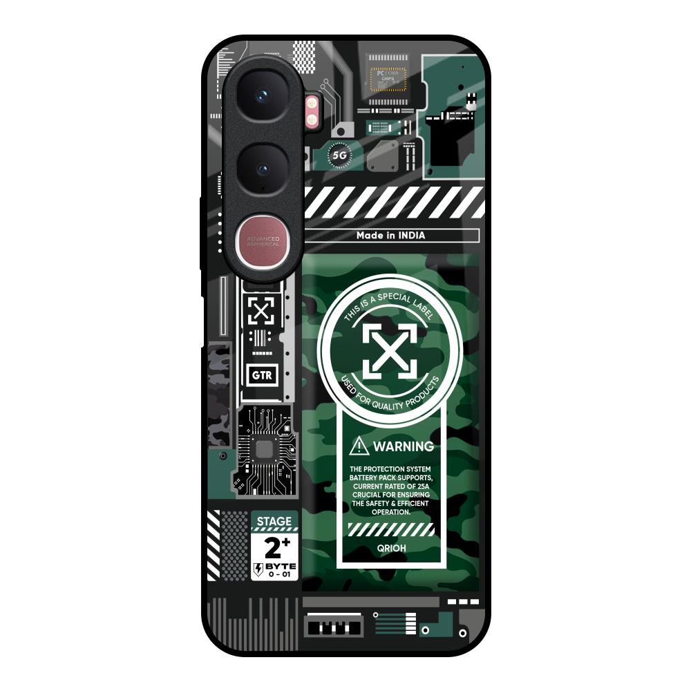 Green Camo Circuit Vivo Y31 5G Glass Back Cover Online