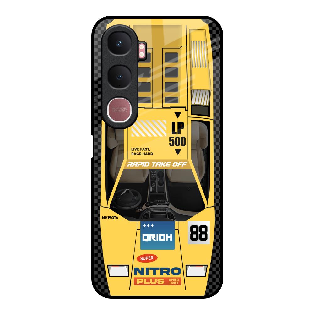 Yellow Racing Car Vivo Y31 5G Glass Back Cover Online