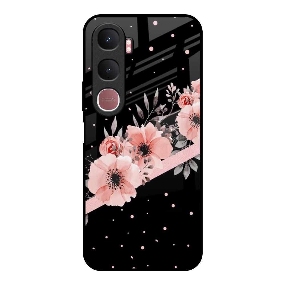 Floral Black Band Vivo Y31 5G Glass Back Cover Online