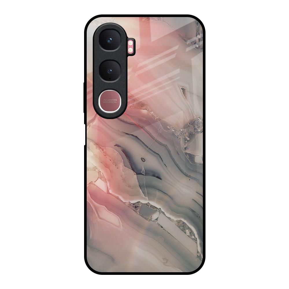 Pink And Grey Marble Vivo Y31 5G Glass Back Cover Online