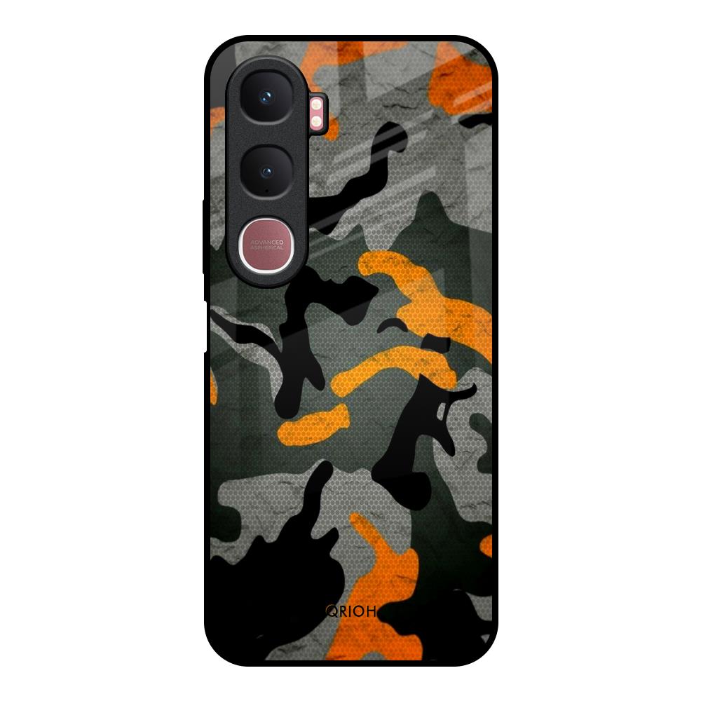 Camouflage Orange Vivo Y31 5G Glass Back Cover Online