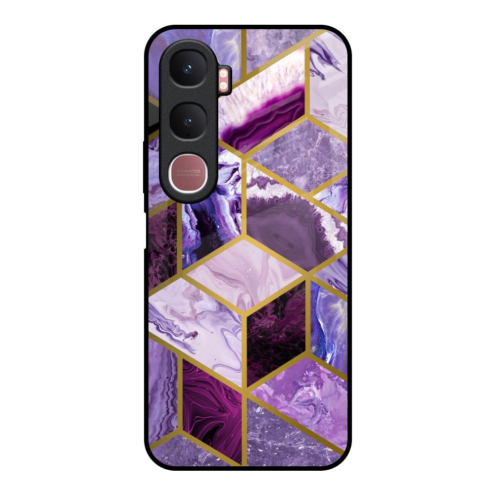 Purple Rhombus Marble Vivo Y31 5G Glass Back Cover Online