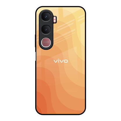 Orange Curve Pattern Vivo Y31 5G Glass Back Cover Online
