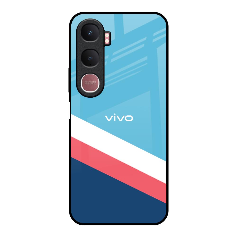 Pink & White Stripes Vivo Y31 5G Glass Back Cover Online
