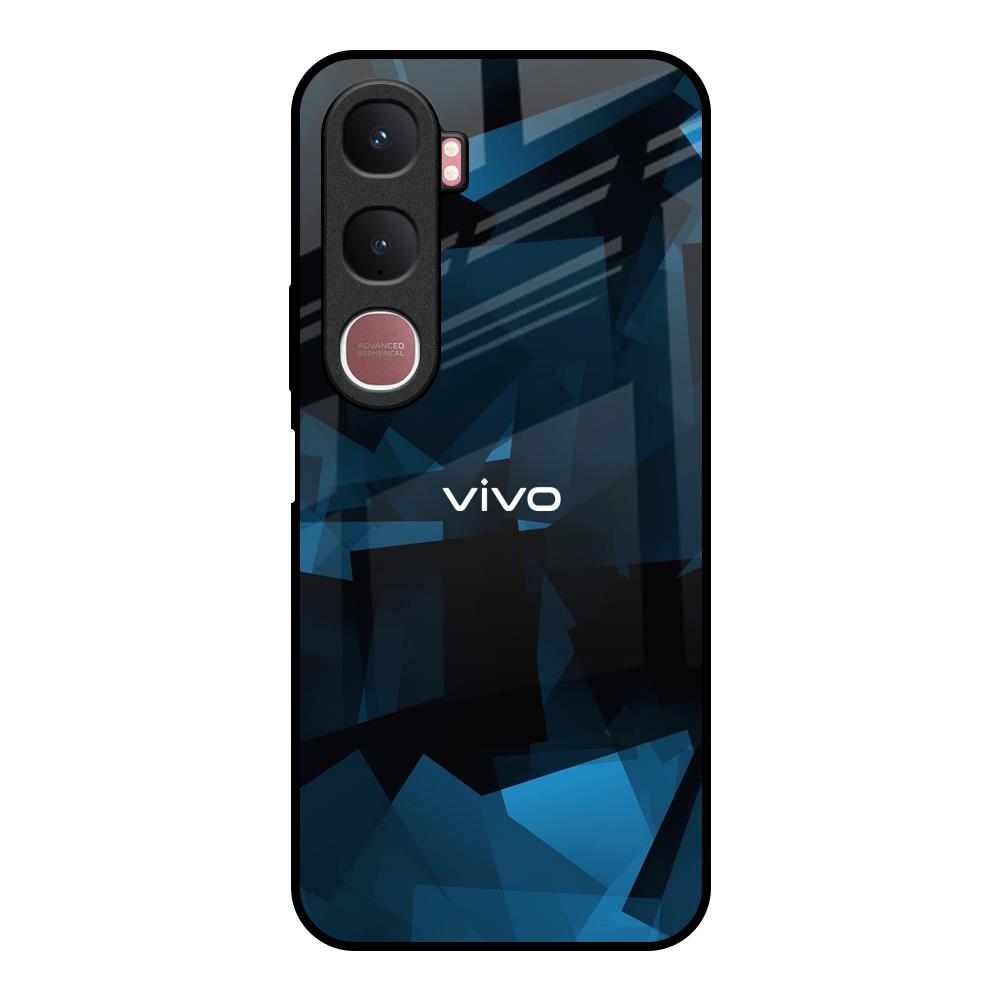 Polygonal Blue Box Vivo Y31 5G Glass Back Cover Online