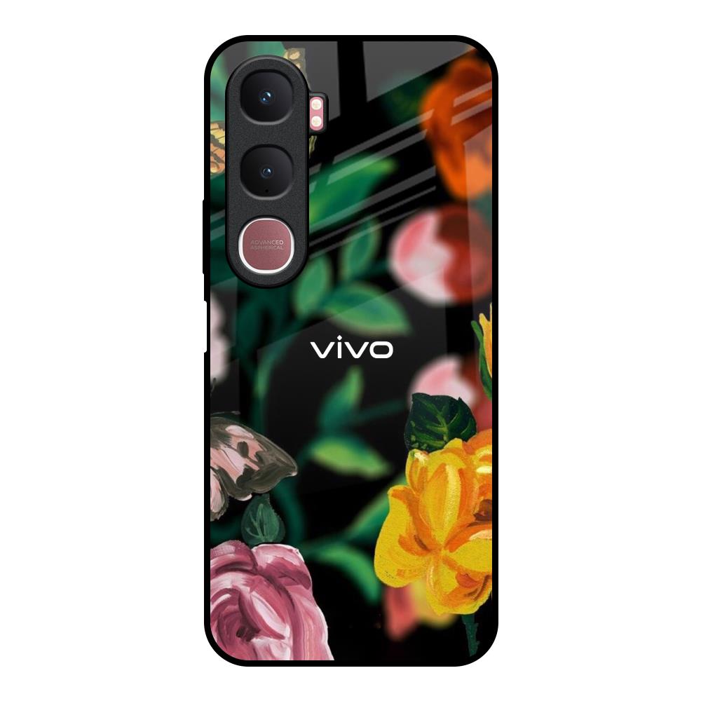 Flowers & Butterfly Vivo Y31 5G Glass Back Cover Online