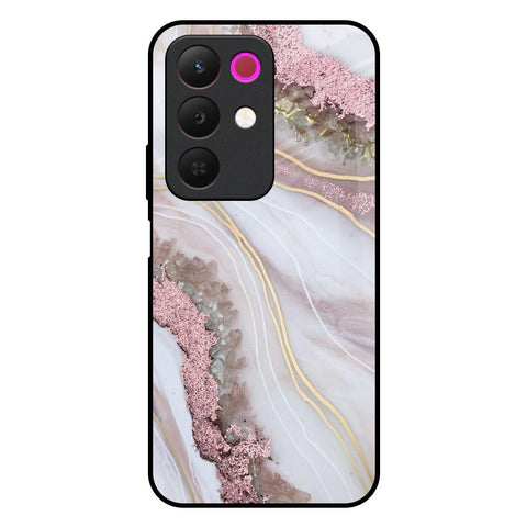 Pink & Gold Gllitter Marble Realme 15x 5G Glass Back Cover Online