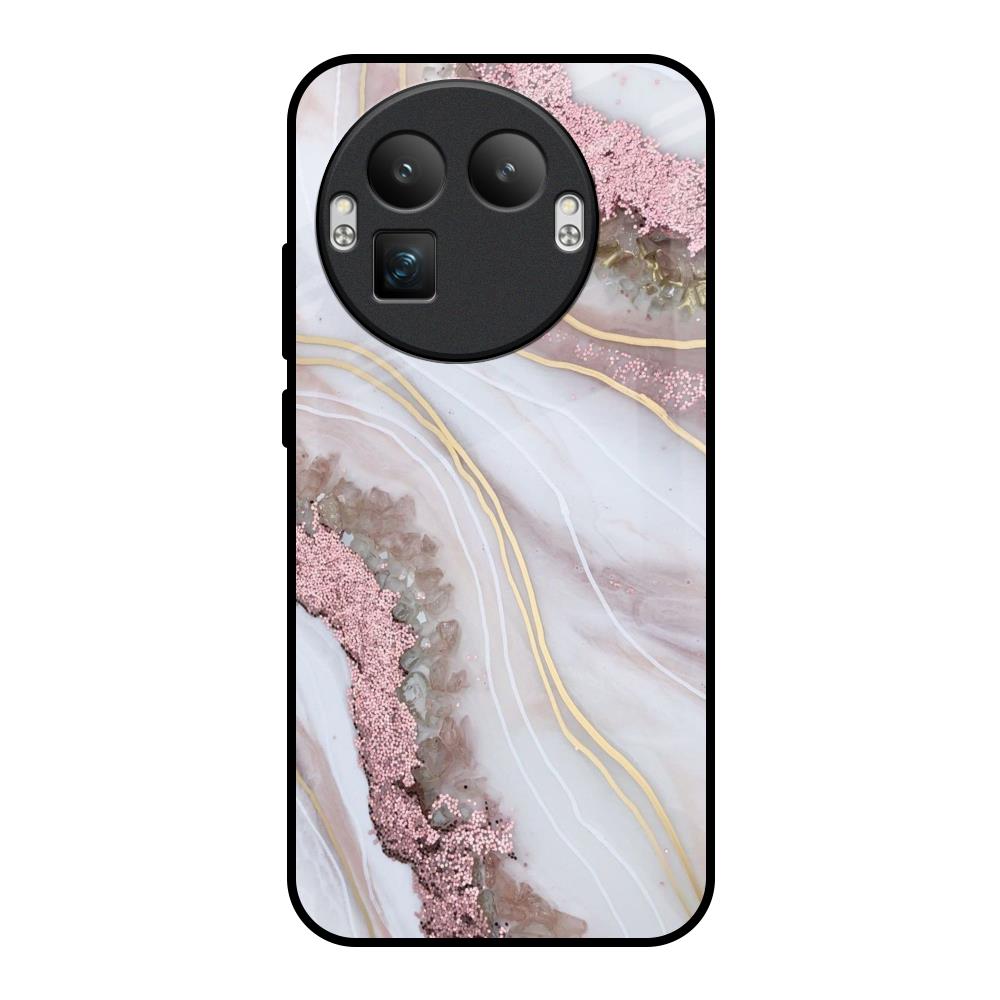 Pink & Gold Gllitter Marble Realme GT8 Pro 5G Glass Back Cover Online