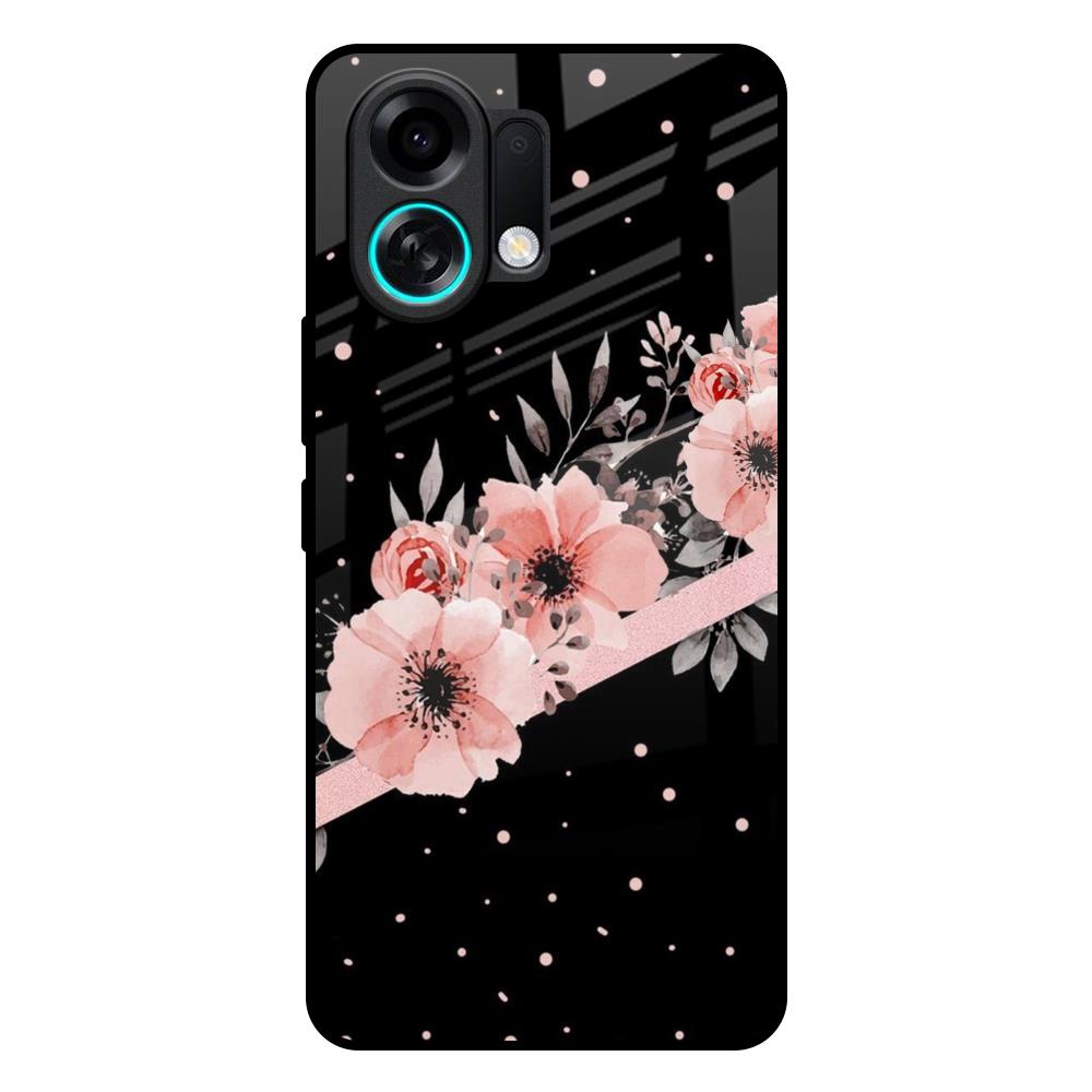Floral Black Band Oppo K13 Turbo 5G Glass Back Cover Online