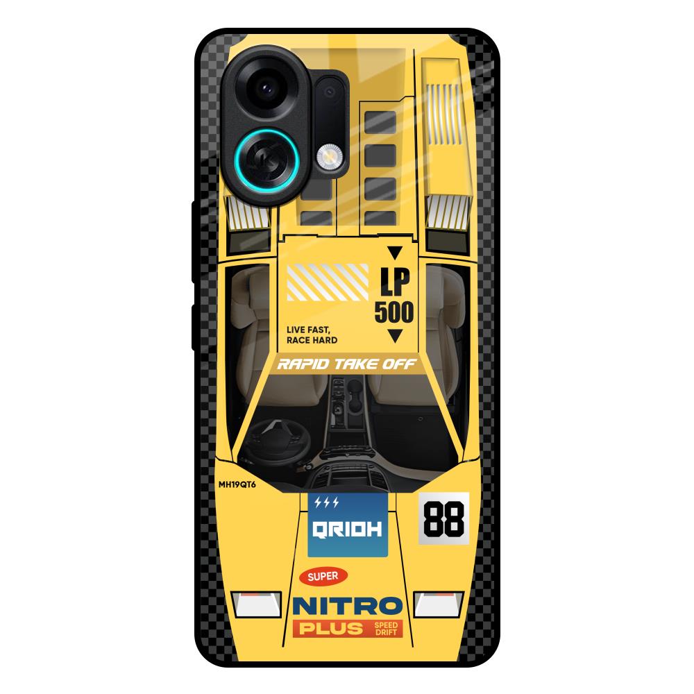 Yellow Racing Car Oppo K13 Turbo Pro 5G Glass Back Cover Online