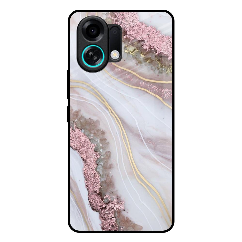 Pink & Gold Gllitter Marble Oppo K13 Turbo Pro 5G Glass Back Cover Online