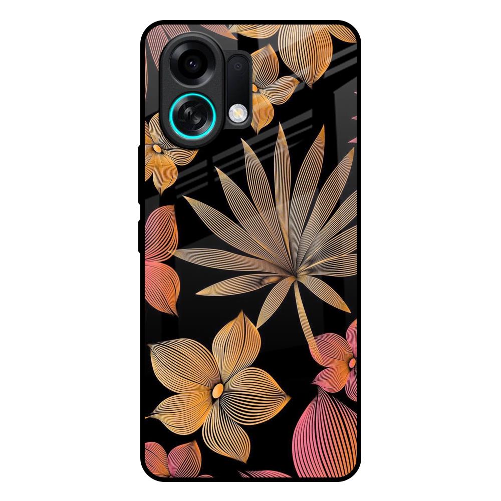 Lines Pattern Flowers Oppo K13 Turbo Pro 5G Glass Back Cover Online