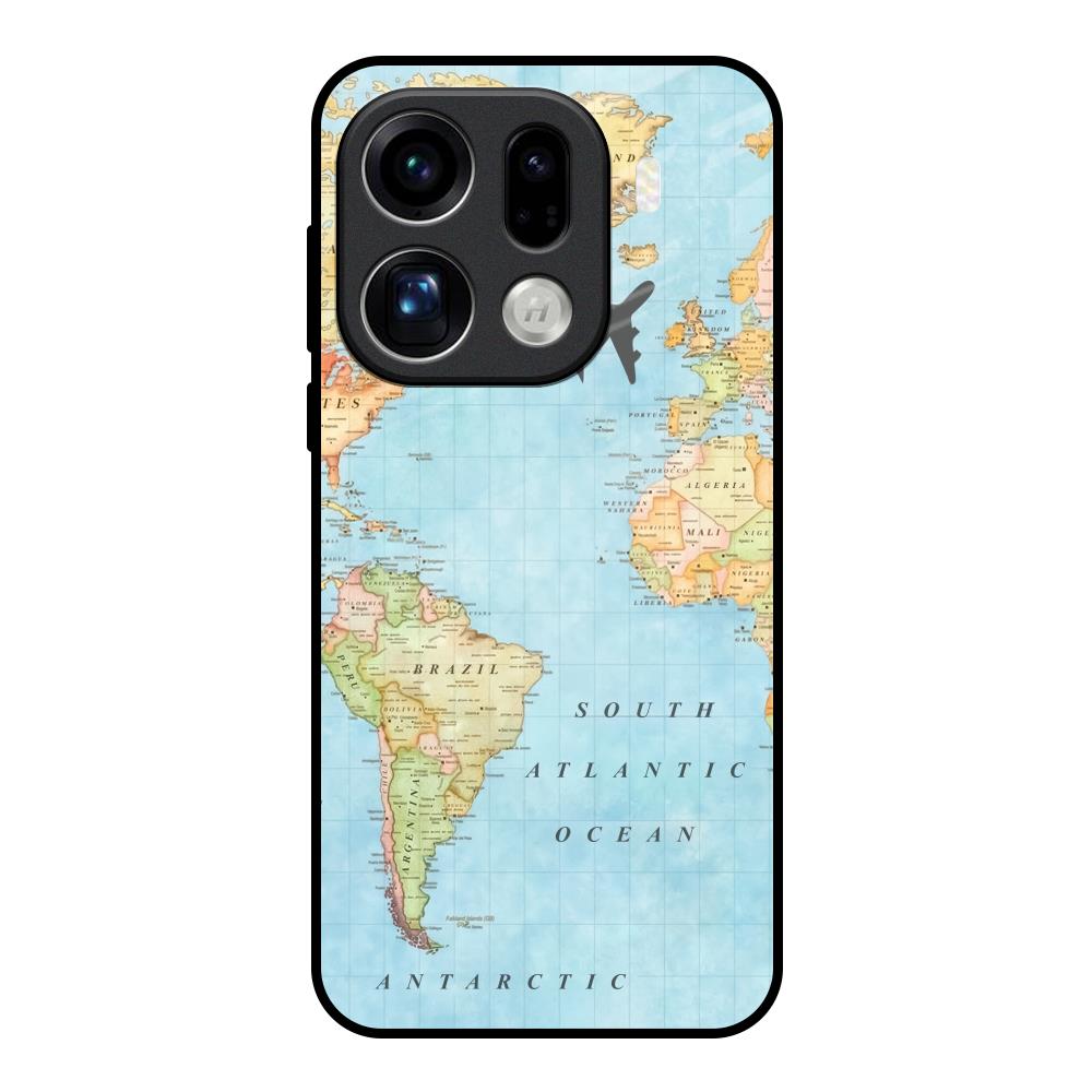 Travel Map Oppo Find X9 Pro 5G Glass Back Cover Online