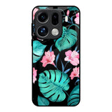 Tropical Leaves & Pink Flowers Oppo Find X9 Pro 5G Glass Back Cover Online