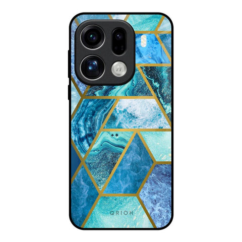 Turquoise Geometrical Marble Oppo Find X9 Pro 5G Glass Back Cover Online