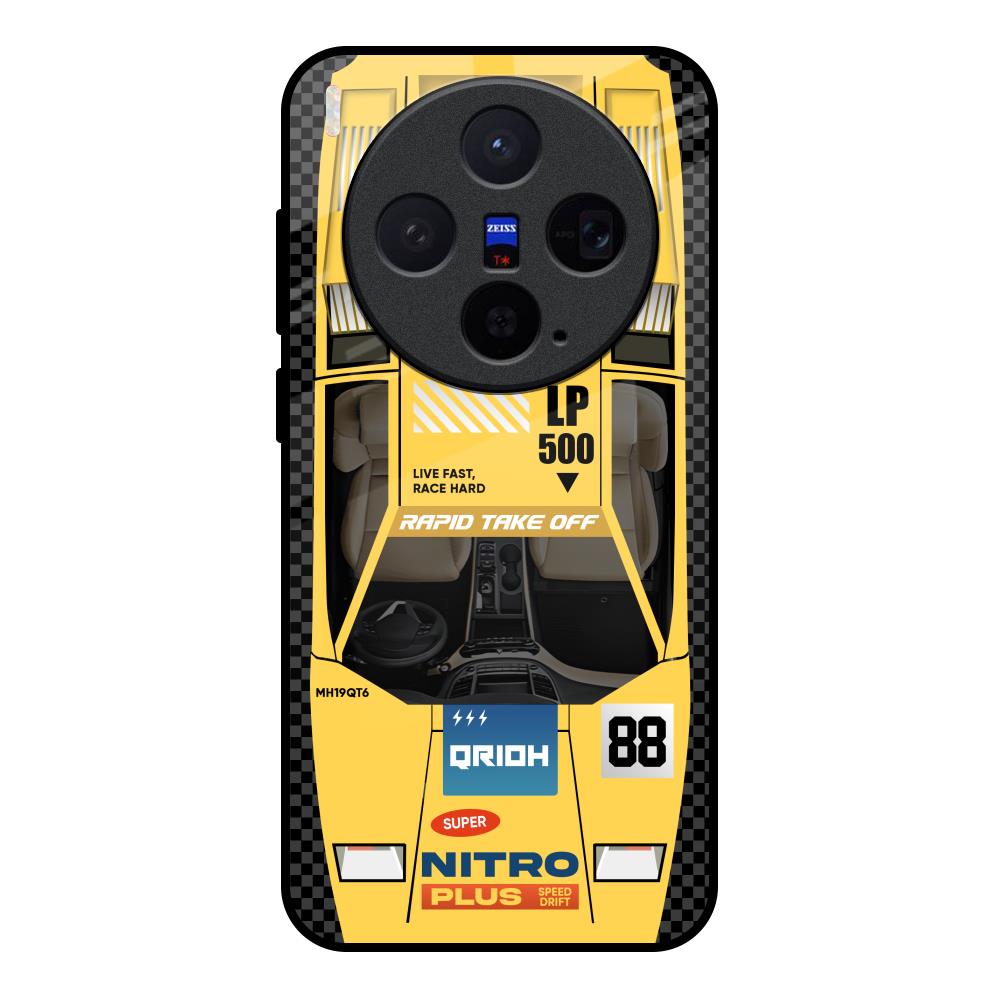 Yellow Racing Car Vivo X300 5G Glass Back Cover Online