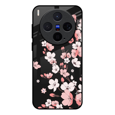 Black Cherry Blossom Vivo X300 5G Glass Back Cover Online