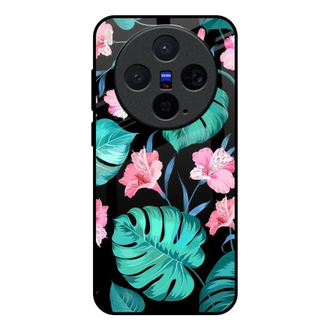 Tropical Leaves & Pink Flowers Vivo X300 5G Glass Back Cover Online