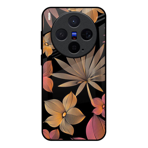 Lines Pattern Flowers Vivo X300 5G Glass Back Cover Online