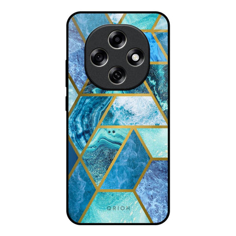 Turquoise Geometrical Marble Oppo F31 Pro 5G Glass Back Cover Online
