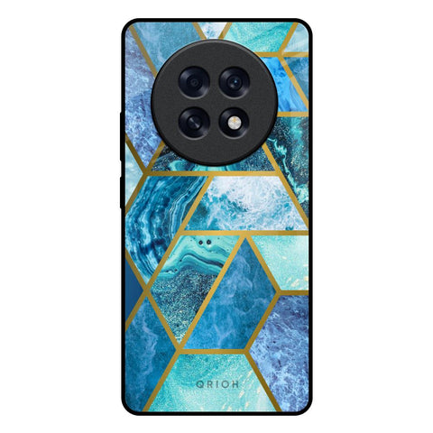 Turquoise Geometrical Marble Oppo F31 Pro Plus 5G Glass Back Cover Online