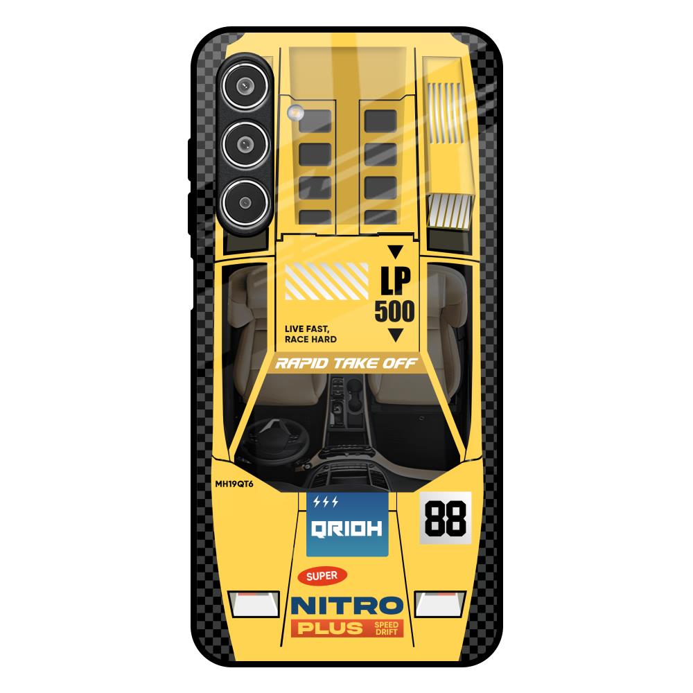Yellow Racing Car Samsung Galaxy M17 5G Glass Back Cover Online