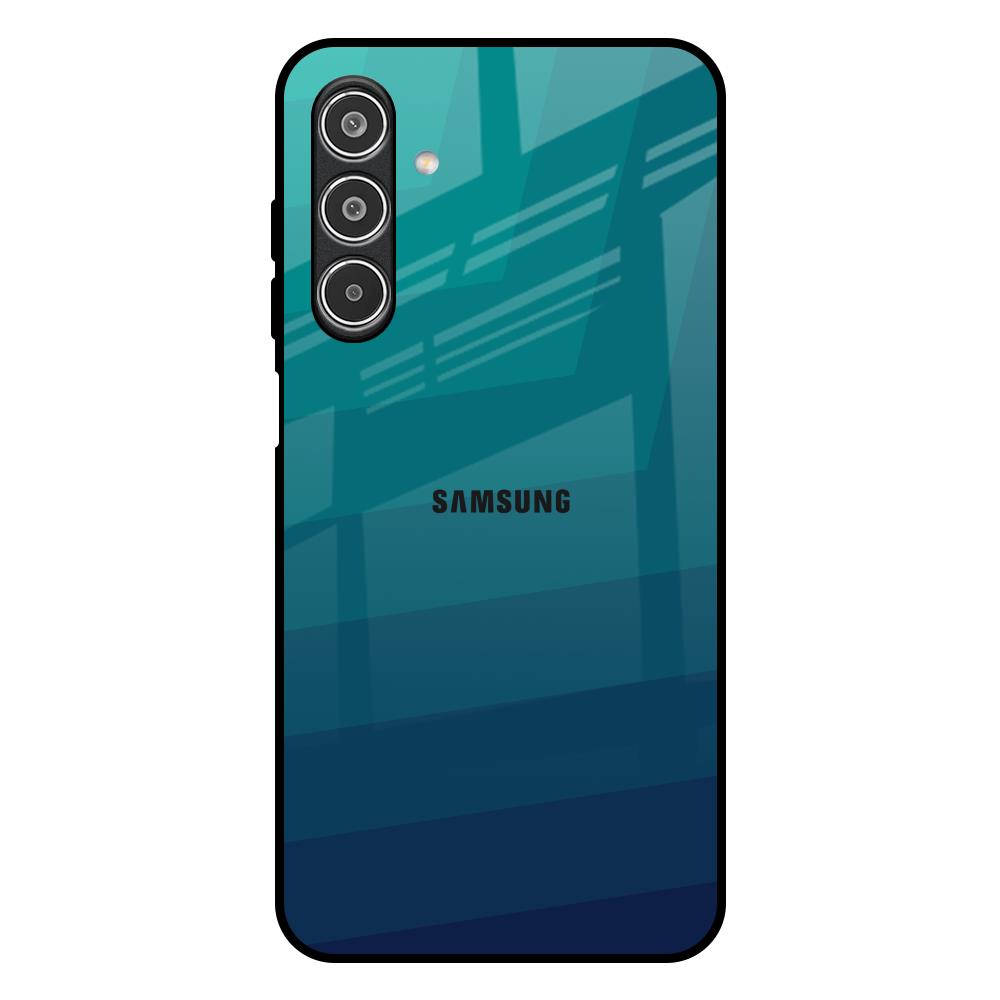 Green Triangle Pattern Samsung Galaxy M17 5G Glass Back Cover Online