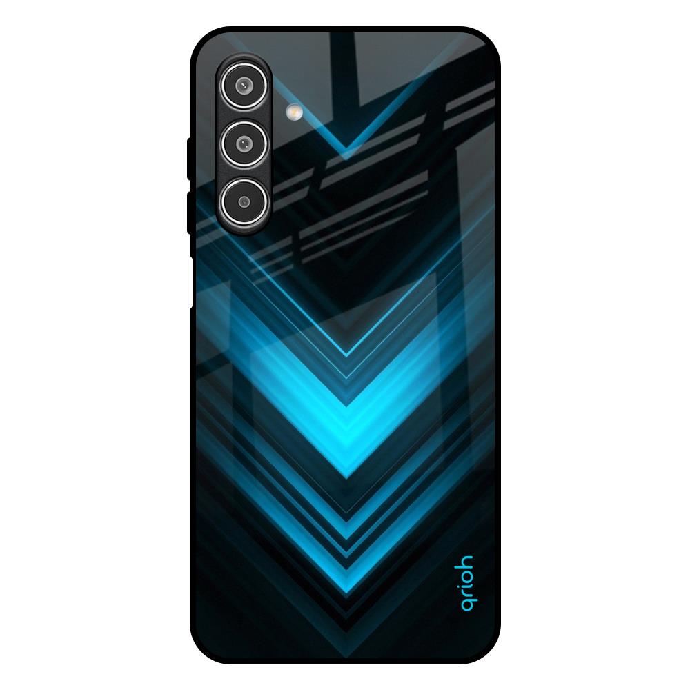 Vertical Blue Arrow Samsung Galaxy F17 5G Glass Back Cover Online