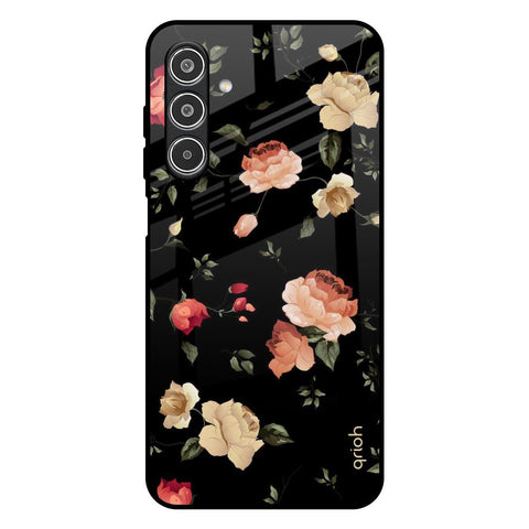Black Spring Floral Samsung Galaxy F17 5G Glass Back Cover Online