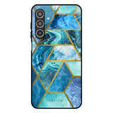 Turquoise Geometrical Marble Samsung Galaxy F17 5G Glass Back Cover Online